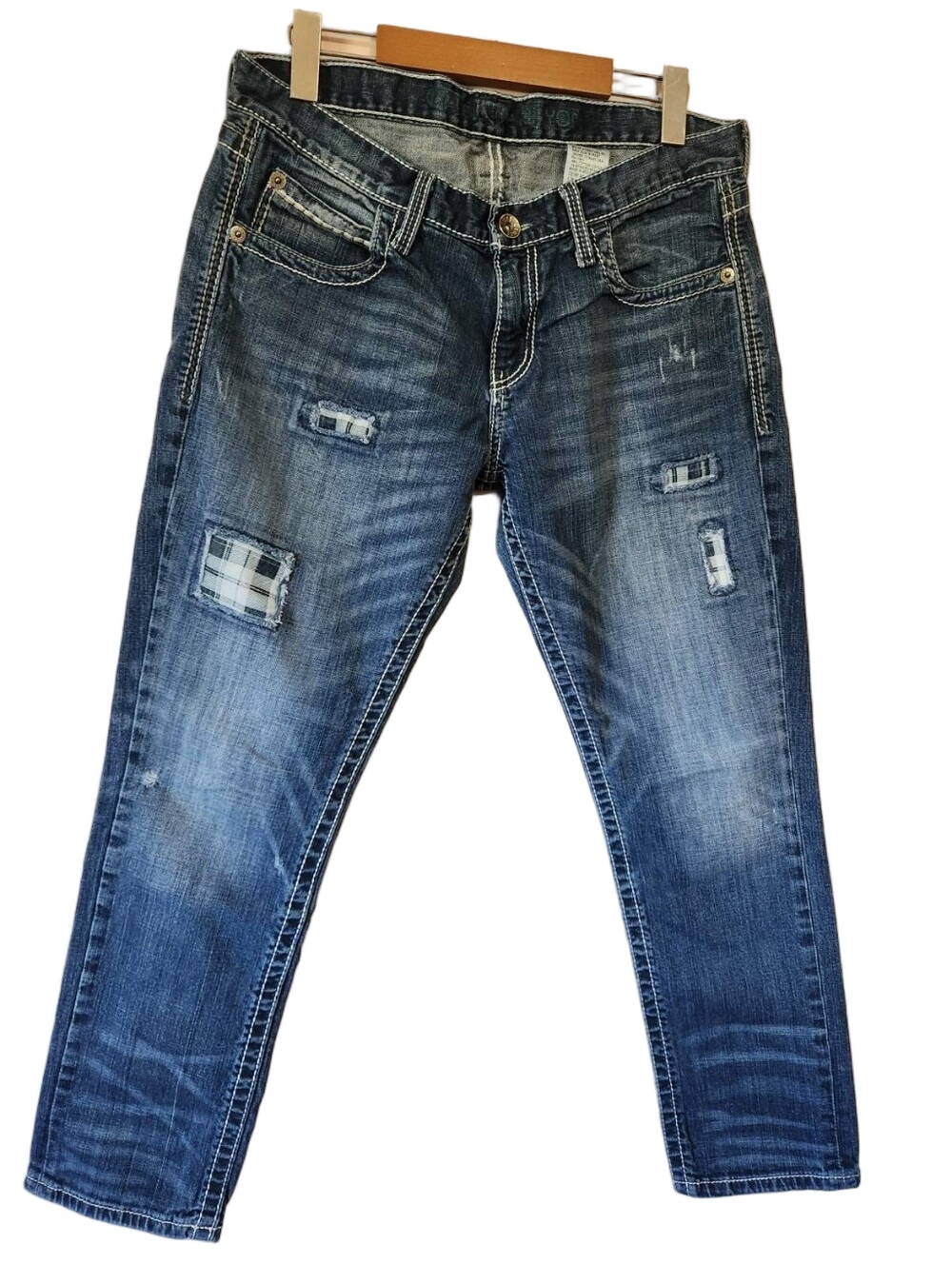 Cruel Denim Rhyon Plaid Patchwork Thick Stitch Jeans Size 11 - Unique